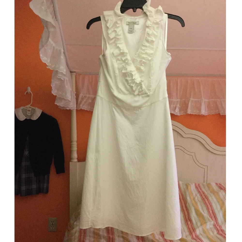 White House Black Market White Dress with Frills